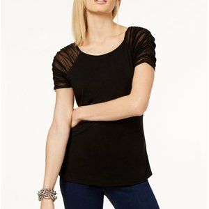 INC Ruched Illusion-Sleeve Top